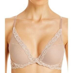 NWT Natori Feathers Contour Lace Trim Underwire Beige Nude Bra Size 32C